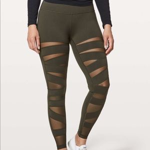 Olive Green Lululemon Wunder Under Mesh